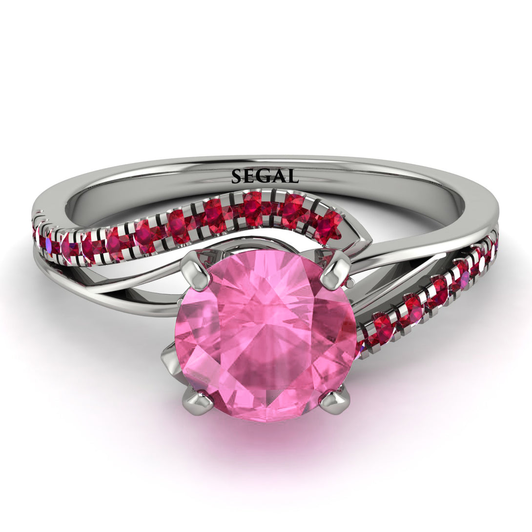 Twist Shank Pink Moissanite Engagement Ring - Maria No. 812