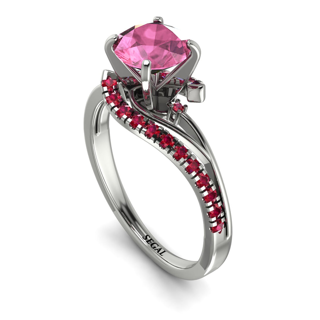 Twist Shank Pink Moissanite Engagement Ring - Maria No. 812