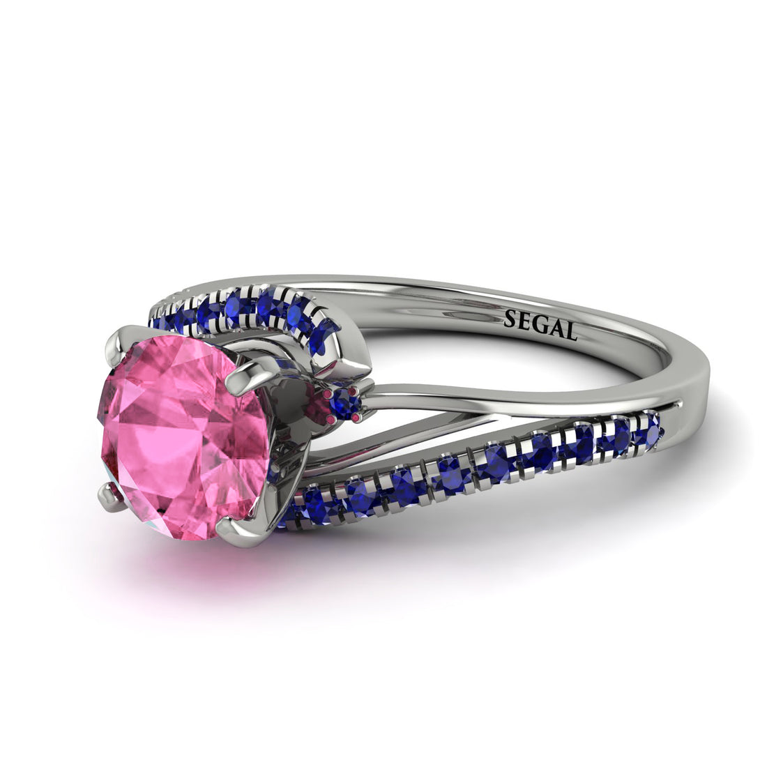 Twist Shank Pink Moissanite Engagement Ring - Maria No. 815