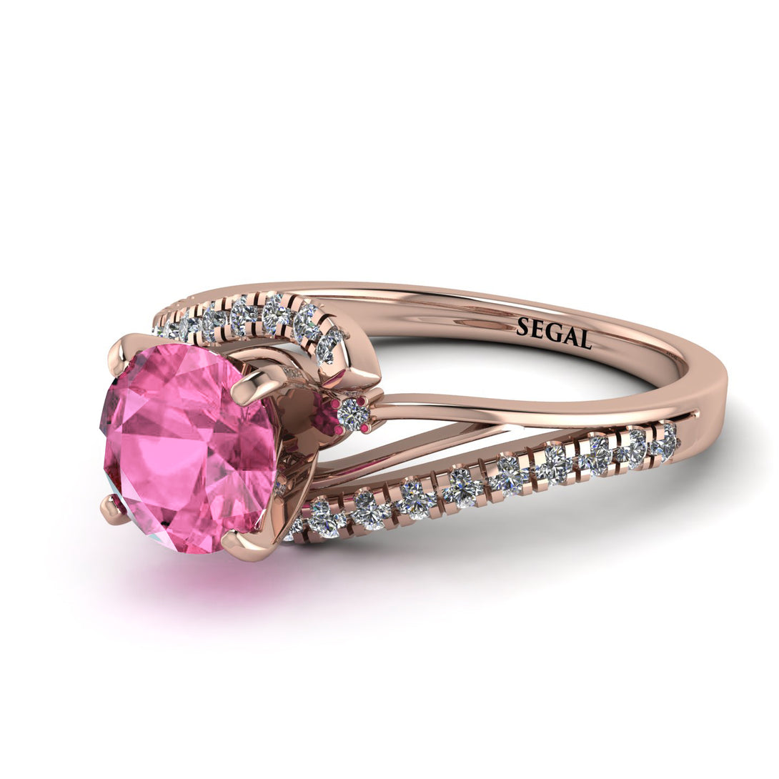Twist Shank Pink Moissanite Engagement Ring - Maria No. 802