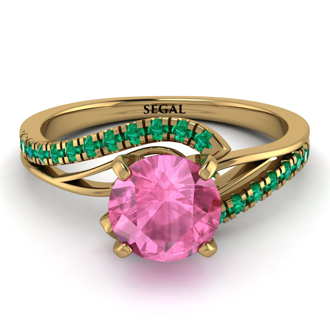 Twist Shank Pink Moissanite Engagement Ring - Maria No. 804