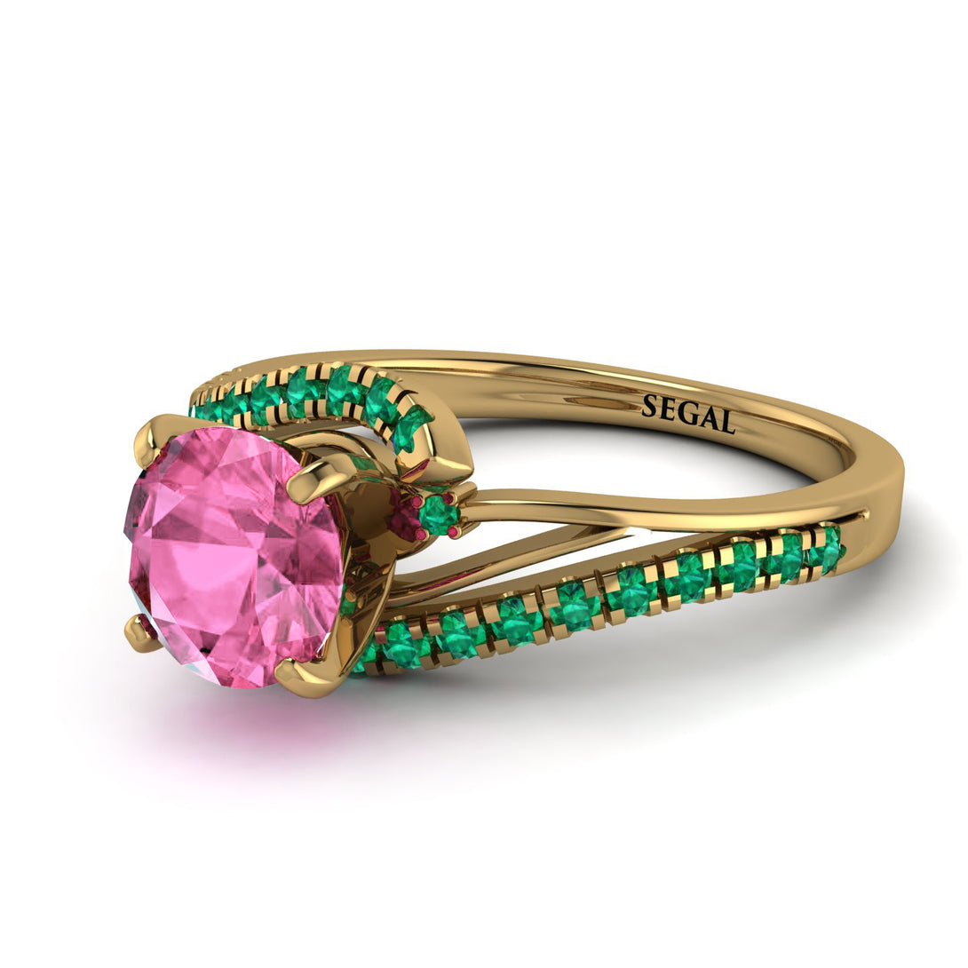 Twist Shank Pink Moissanite Engagement Ring - Maria No. 804