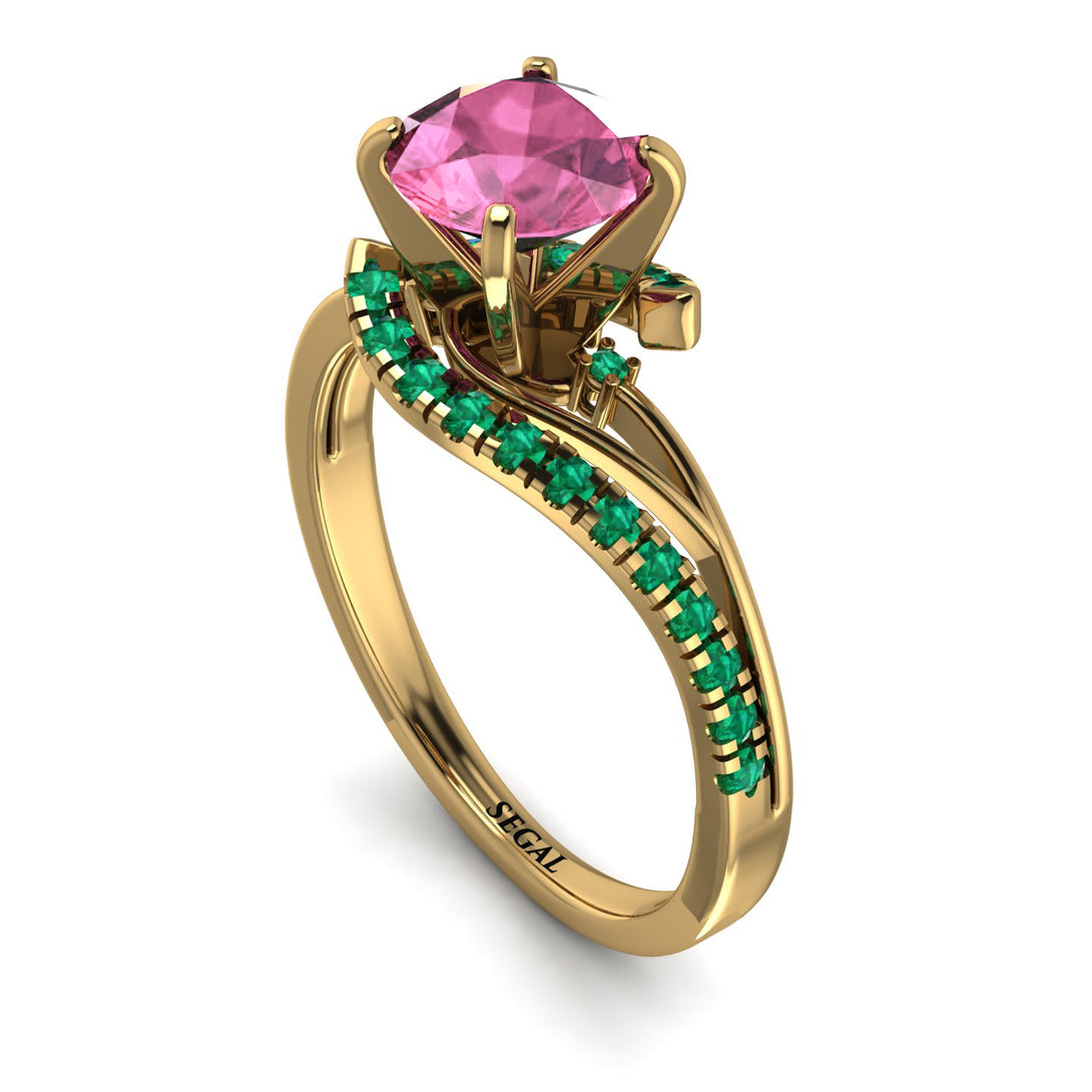 Twist Shank Pink Moissanite Engagement Ring - Maria No. 804