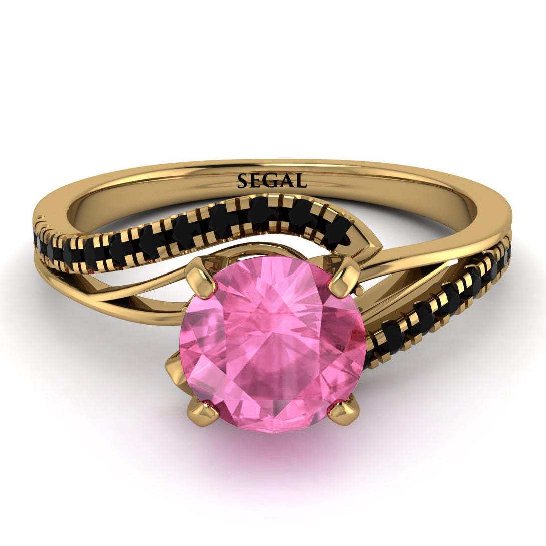 Twist Shank Pink Moissanite Engagement Ring - Maria No. 807