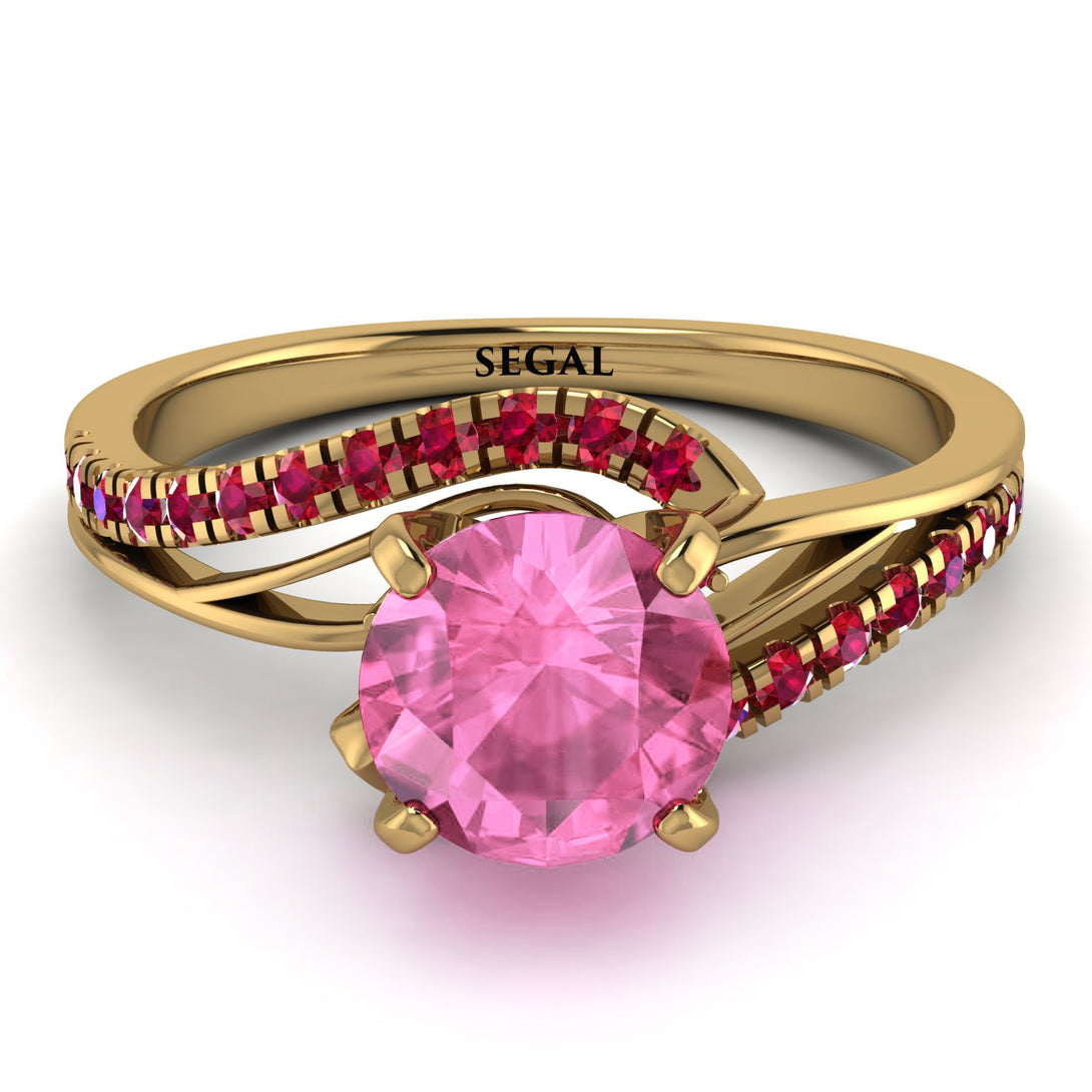 Twist Shank Pink Moissanite Engagement Ring - Maria No. 810