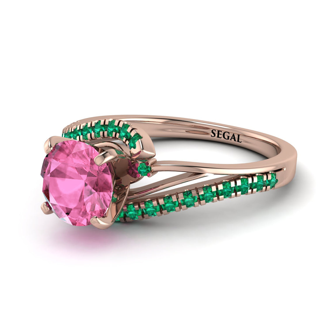 Twist Shank Pink Moissanite Engagement Ring - Maria No. 805