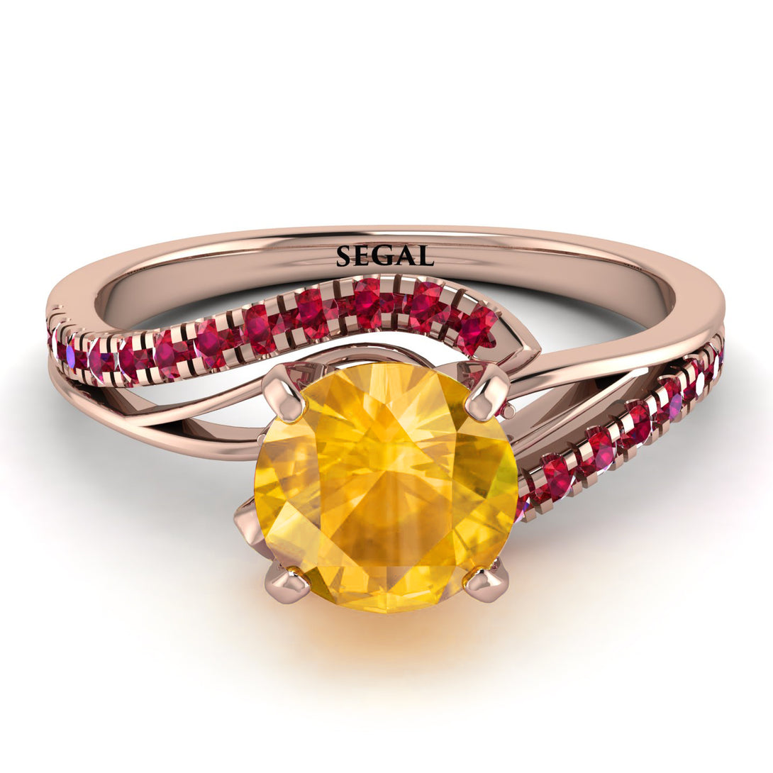 Twist Shank Yellow Diamond Engagement Ring - Maria No. 1011