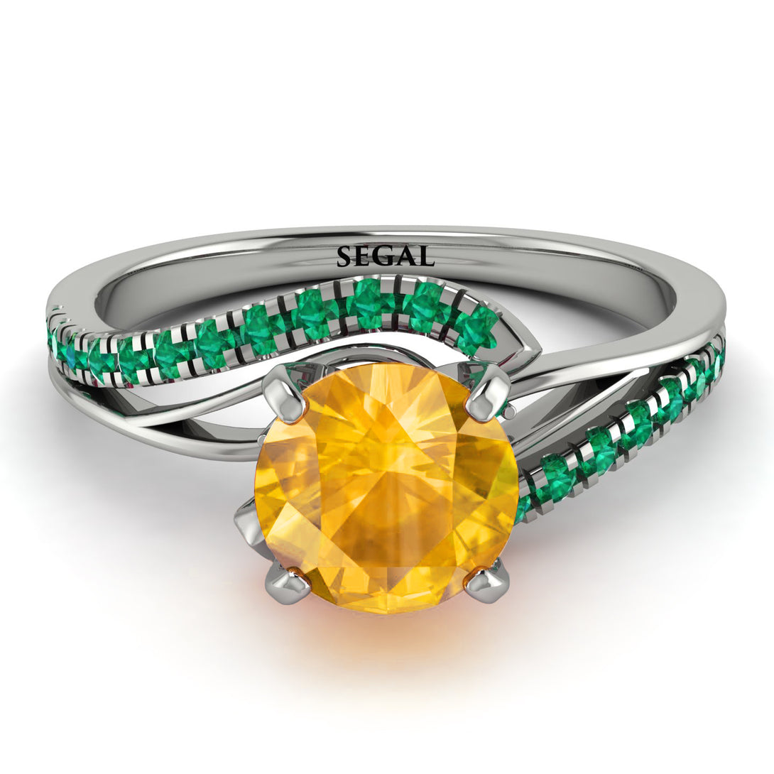 Twist Shank Yellow Diamond Engagement Ring - Maria No. 1006