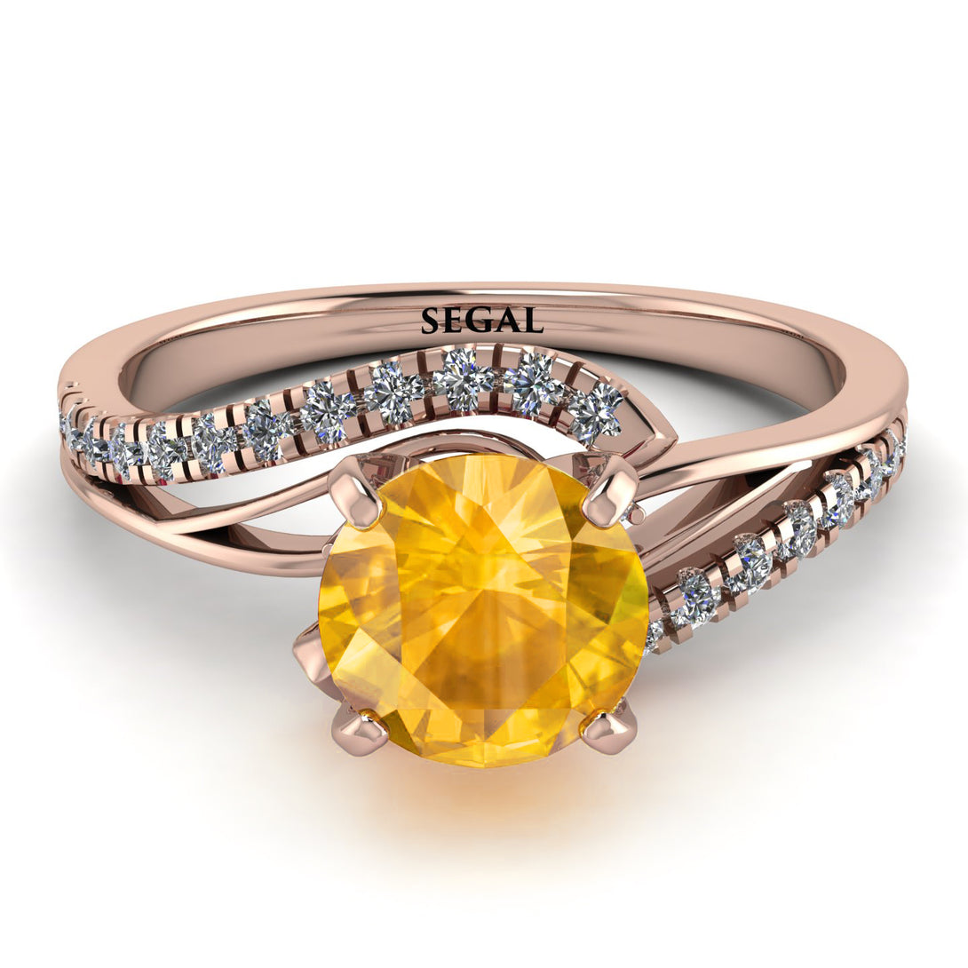 Twist Shank Yellow Diamond Engagement Ring - Maria No. 1002
