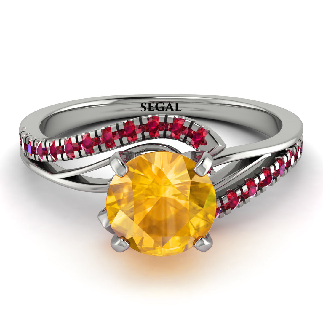 Twist Shank Yellow Diamond Engagement Ring - Maria No. 1012