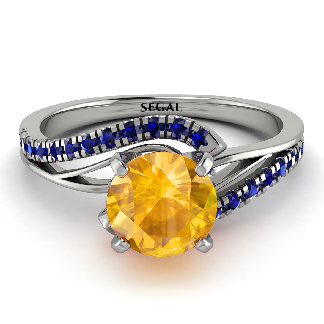 Twist Shank Yellow Diamond Engagement Ring - Maria No. 1015