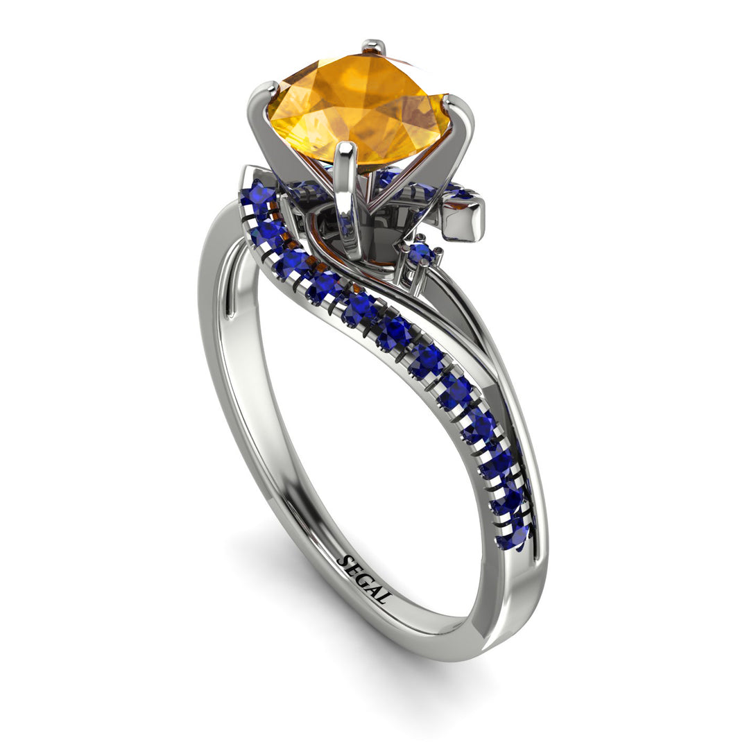 Twist Shank Yellow Diamond Engagement Ring - Maria No. 1015