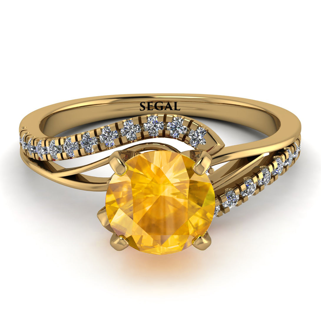 Twist Shank Yellow Diamond Engagement Ring - Maria No. 1001