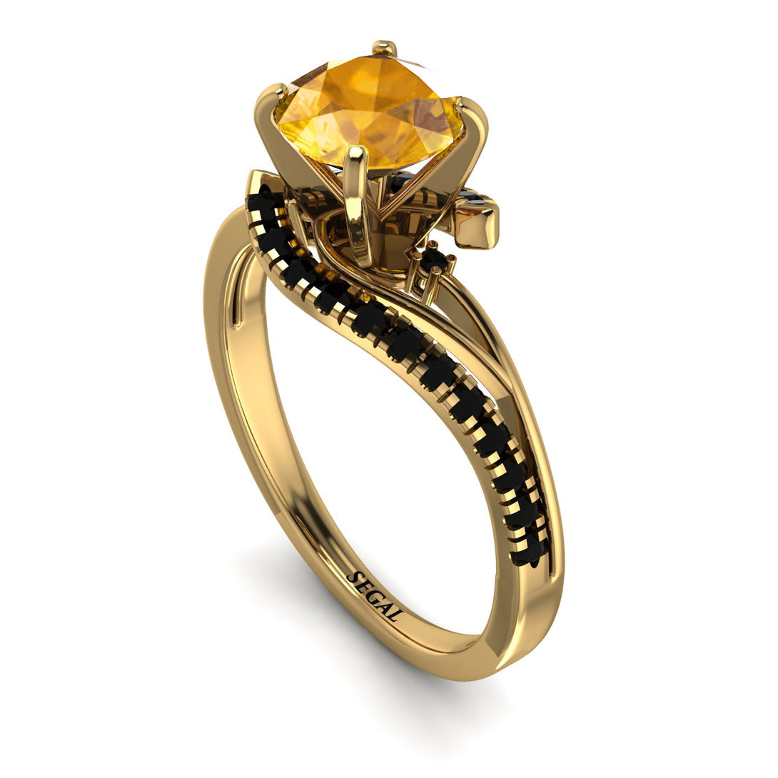 Twist Shank Yellow Diamond Engagement Ring - Maria No. 1007