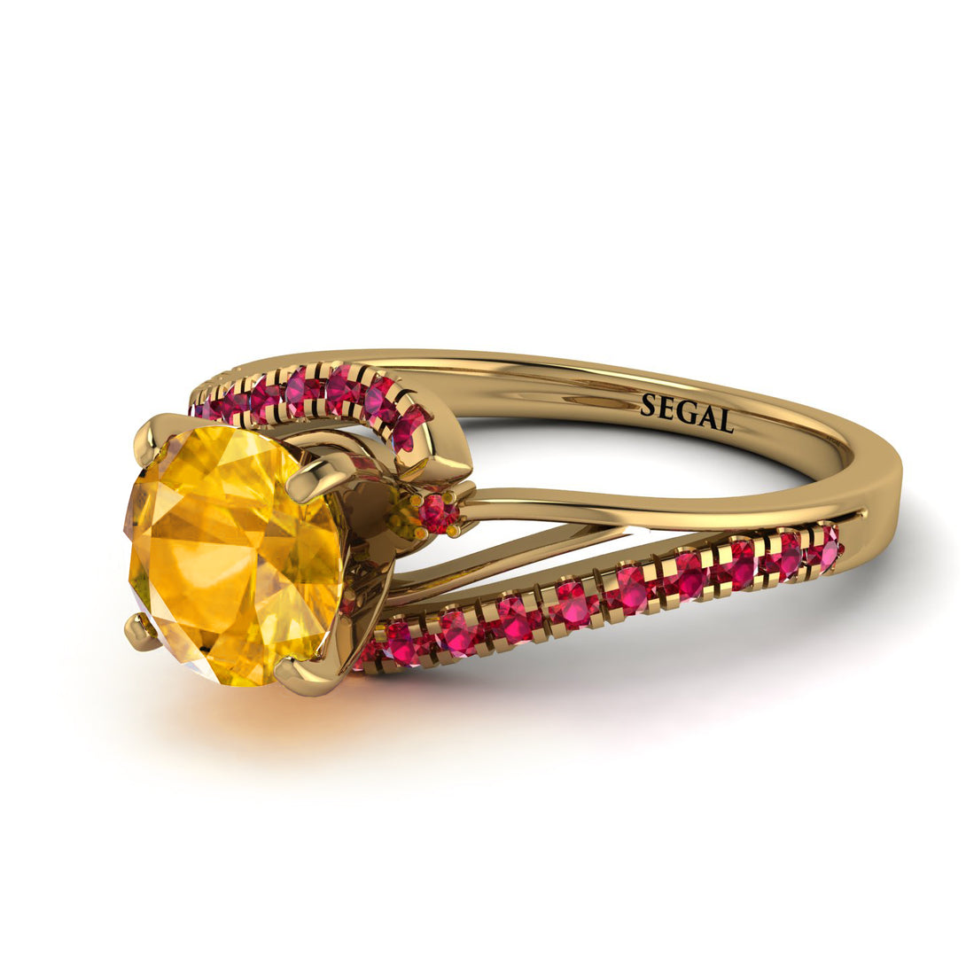 Twist Shank Yellow Diamond Engagement Ring - Maria No. 1010
