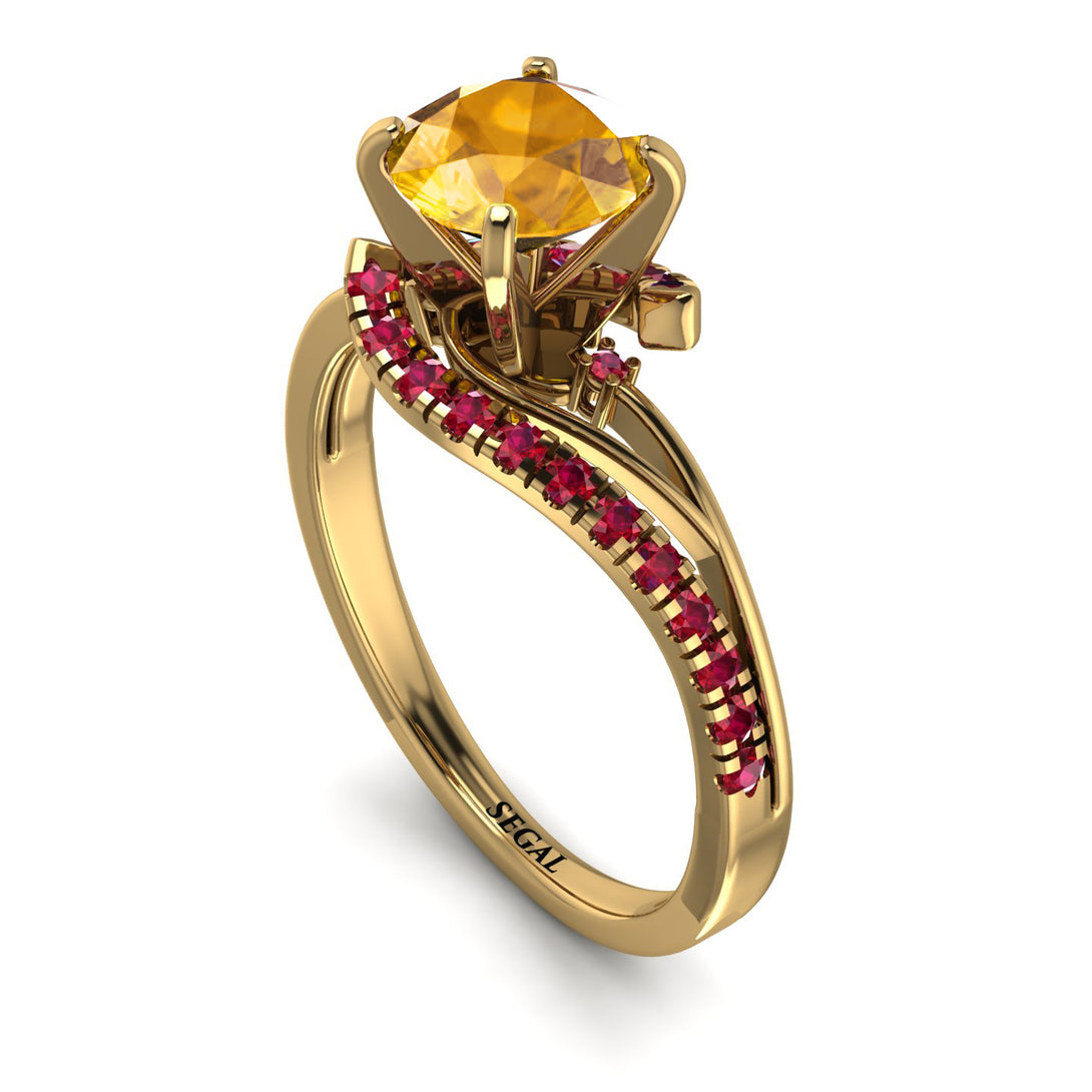Twist Shank Yellow Diamond Engagement Ring - Maria No. 1010