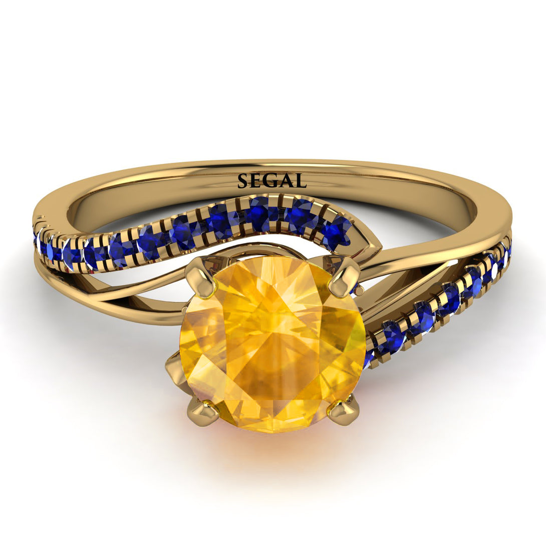 Twist Shank Yellow Diamond Engagement Ring - Maria No. 1013