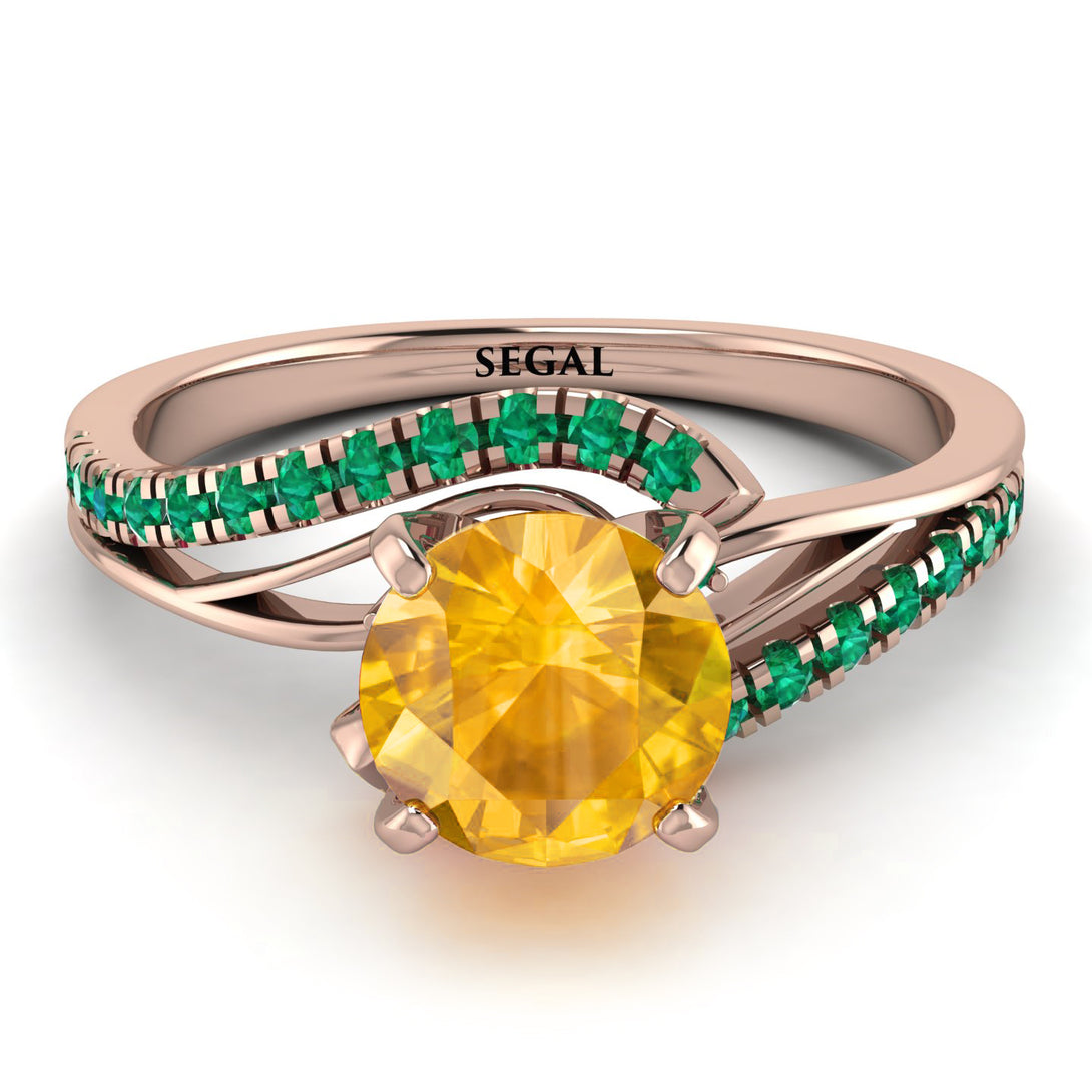 Twist Shank Yellow Diamond Engagement Ring - Maria No. 1005