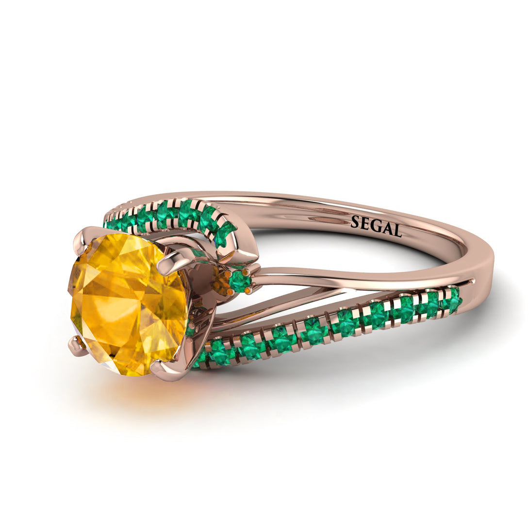 Twist Shank Yellow Diamond Engagement Ring - Maria No. 1005