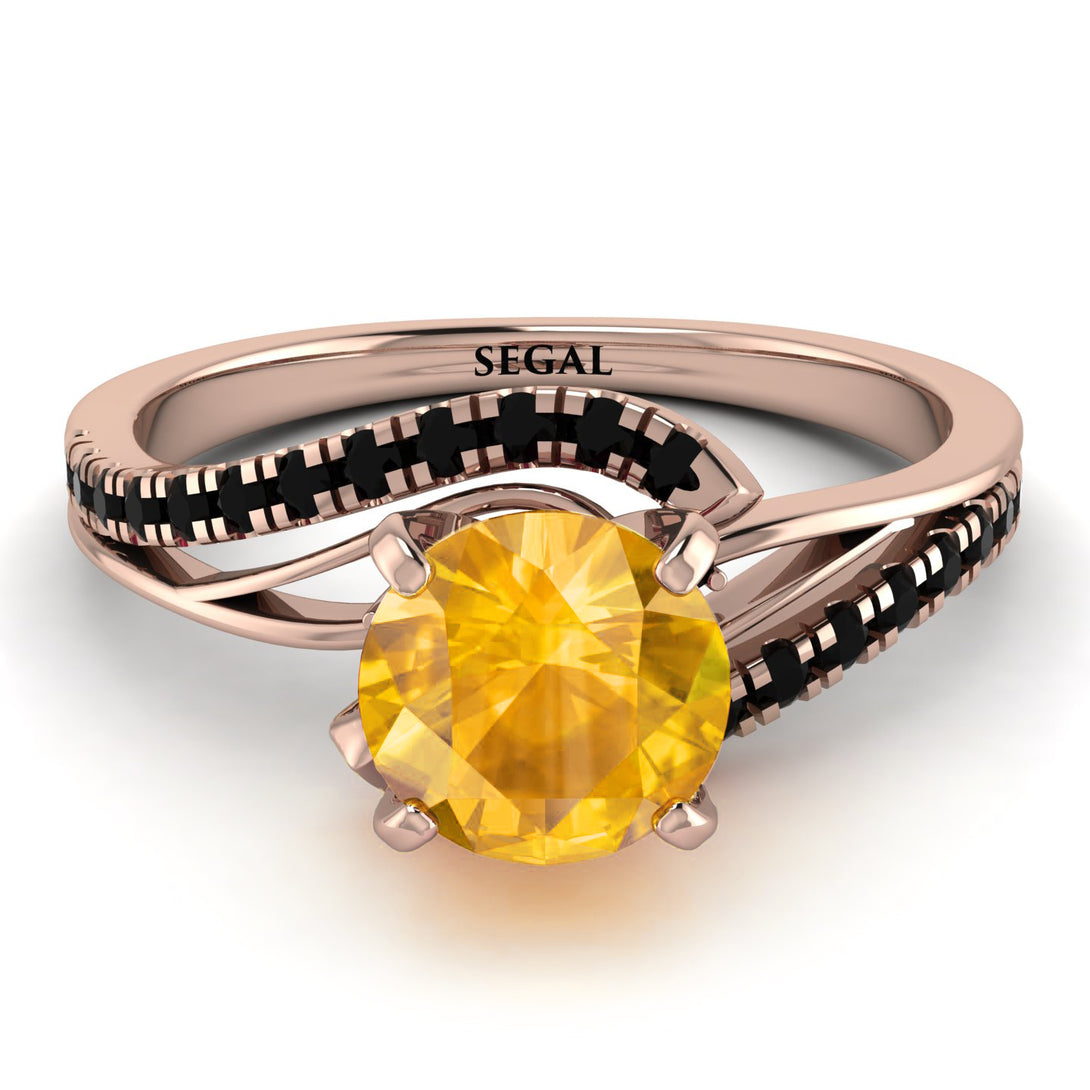 Twist Shank Yellow Diamond Engagement Ring - Maria No. 1008