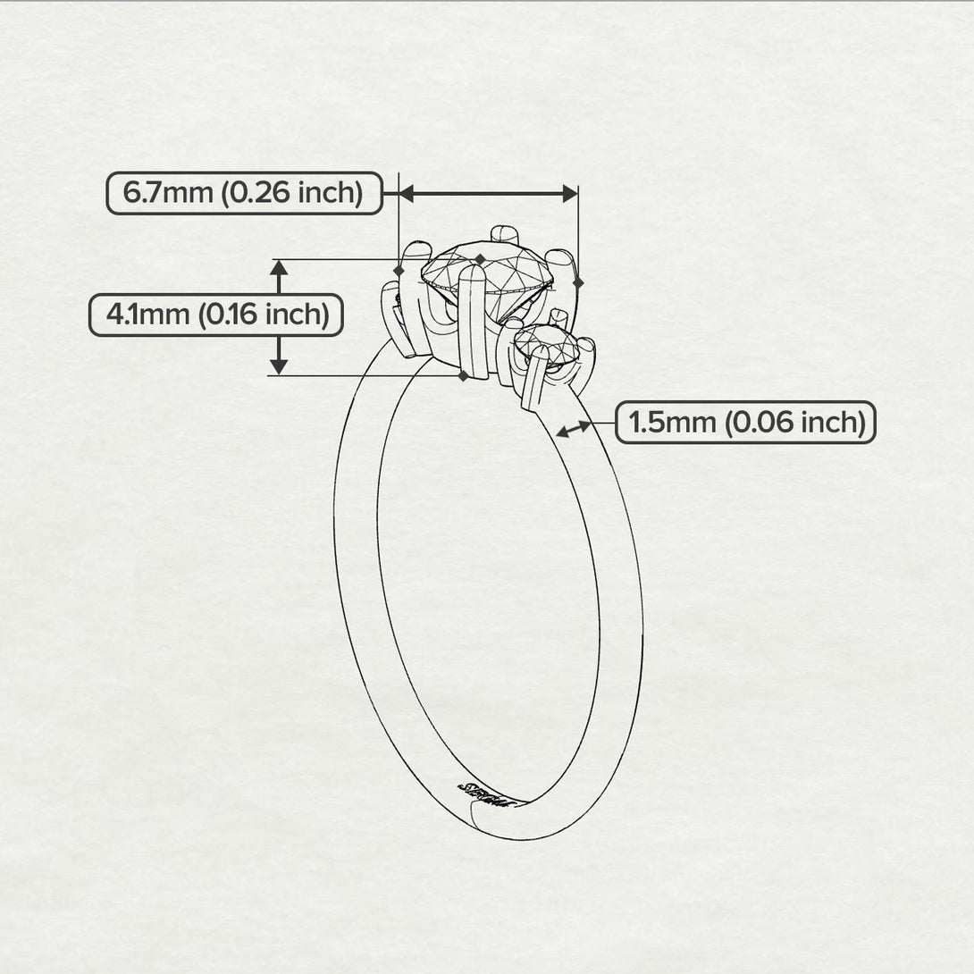 Classic Three Stone ������������������itrine Engagement Ring - Valentina No. 601
