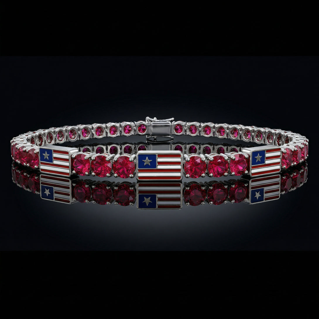 Ruby Tennis Bracelet with United States Flag no. 12