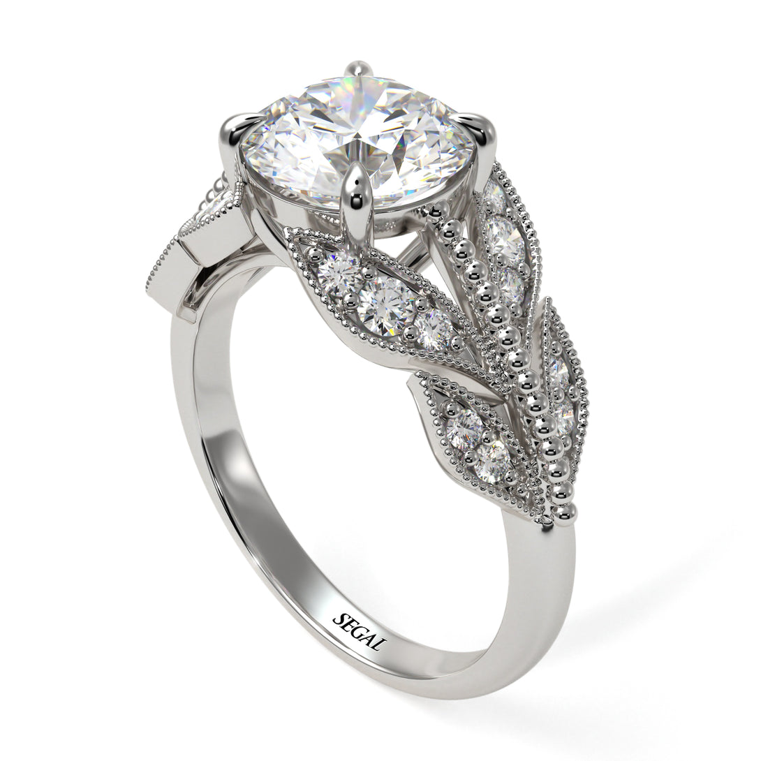 Diamond Majestic Leaf Gold Engagement Ring - Makenna No. 3