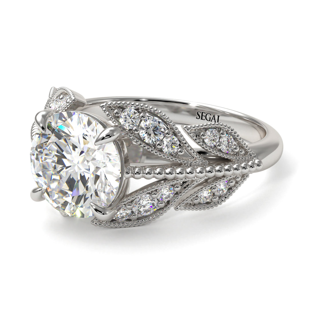 Diamond Majestic Leaf Gold Engagement Ring - Makenna No. 3