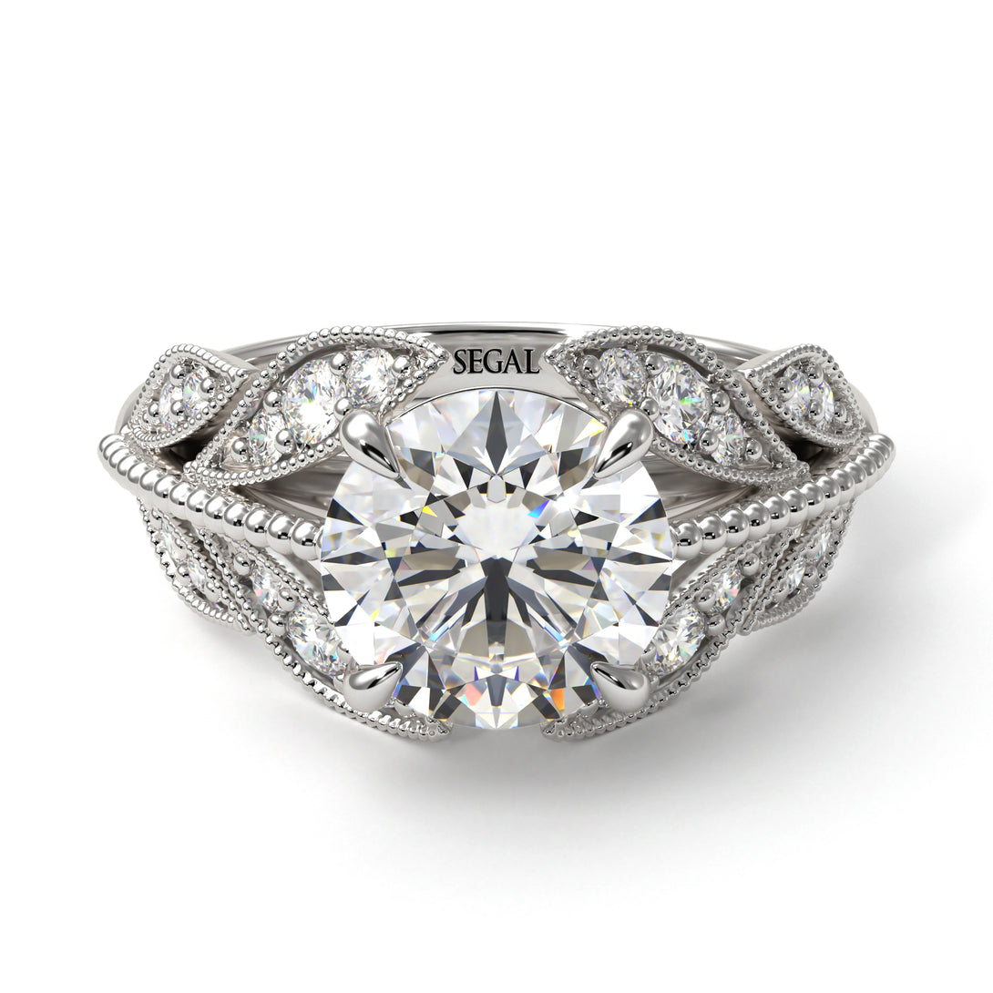 Diamond Majestic Leaf Gold Engagement Ring - Makenna No. 3