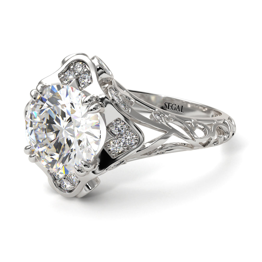 Diamond Ornate Filigree Engagement Ring - Evie No. 3