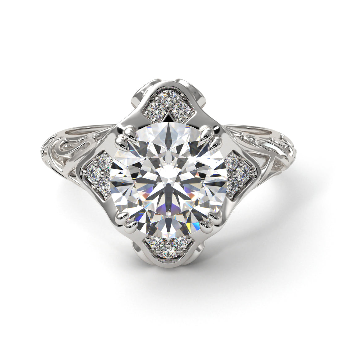 Diamond Ornate Filigree Engagement Ring - Evie No. 3