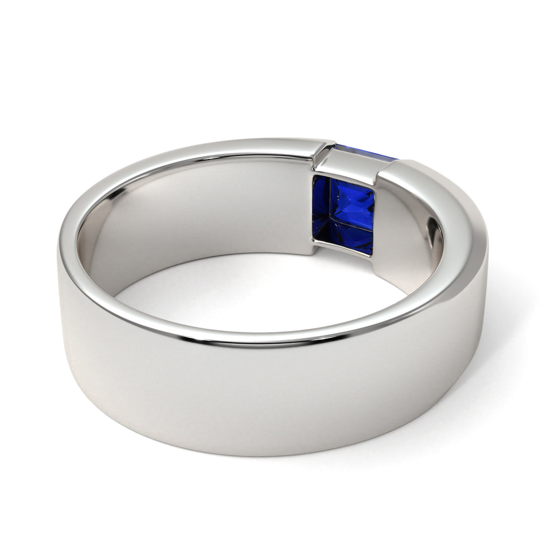 Princess Cut Sapphire Solitaire Wedding Band - Lane No. 15