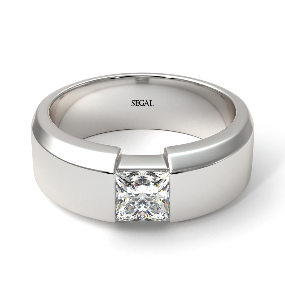 Princess Cut Diamond Solitaire Wedding Band - Lane No. 3
