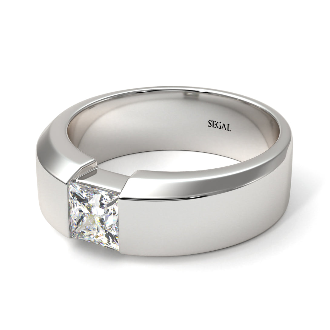 Princess Cut Diamond Solitaire Wedding Band - Lane No. 3