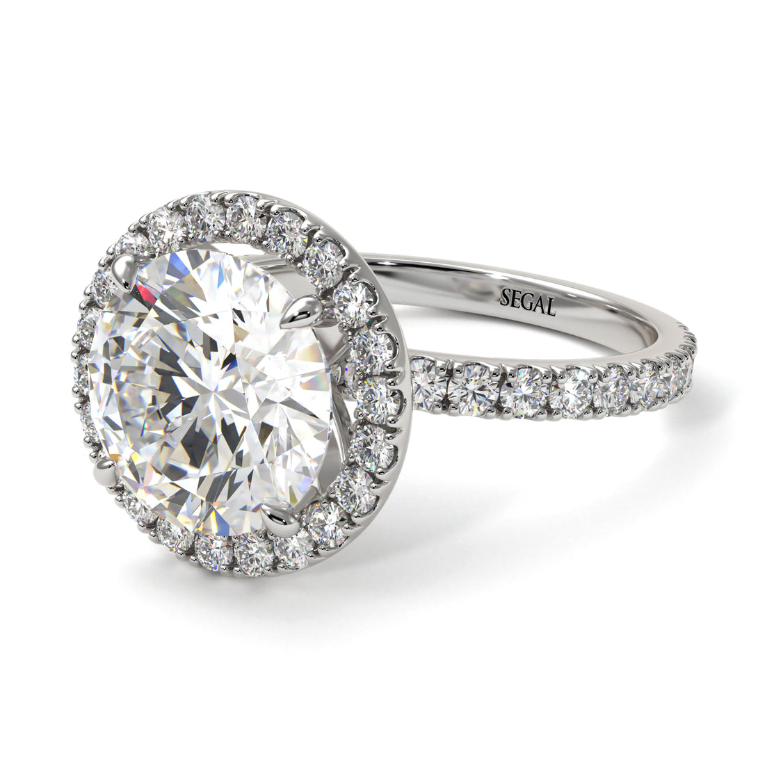 Round Cut Diamond Halo Engagement Ring - Charleigh No. 3