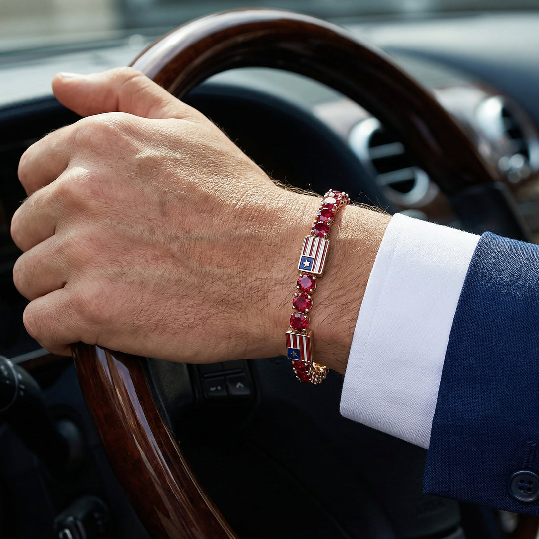 Ruby Tennis Bracelet with United States Flag no. 10