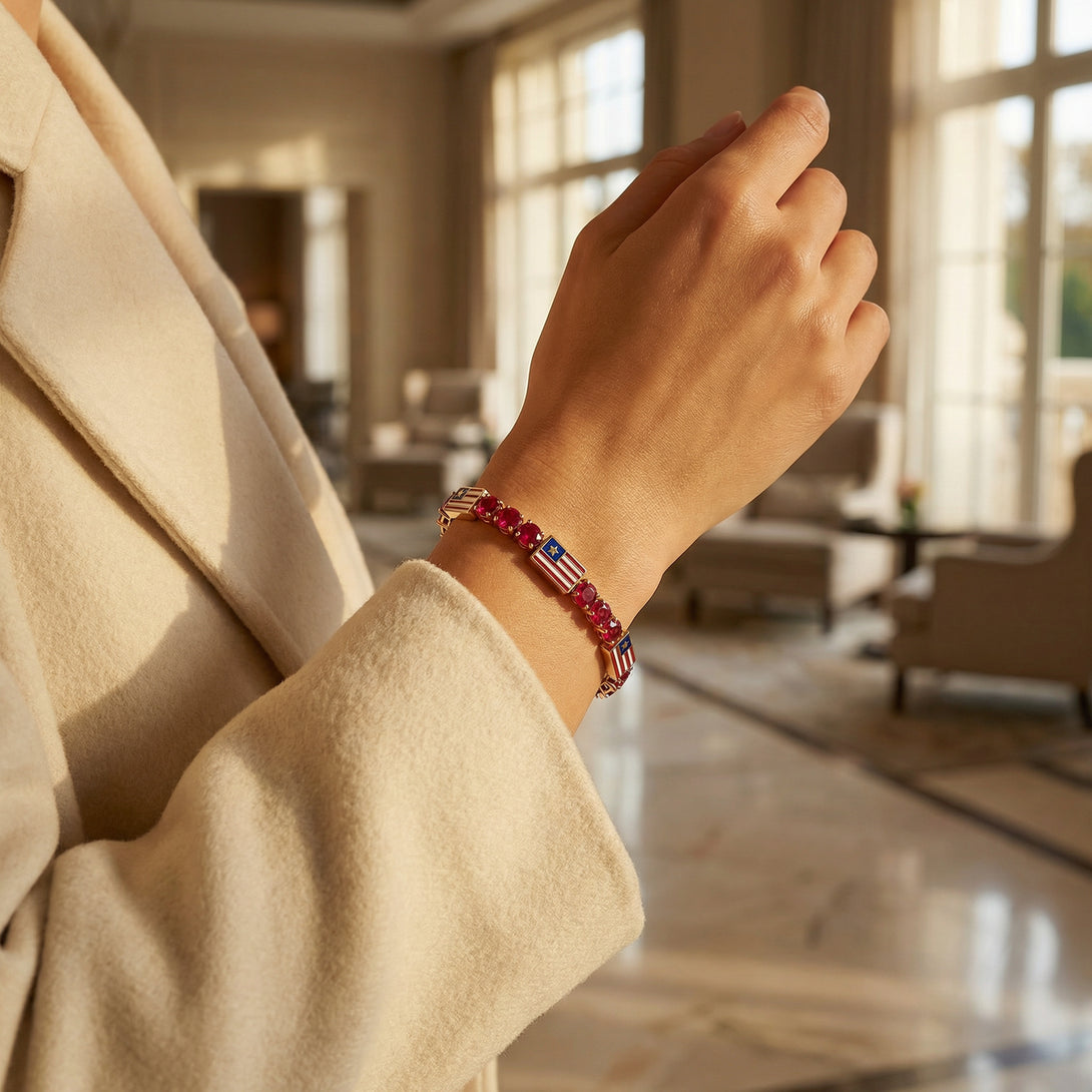 Ruby Tennis Bracelet with United States Flag no. 10