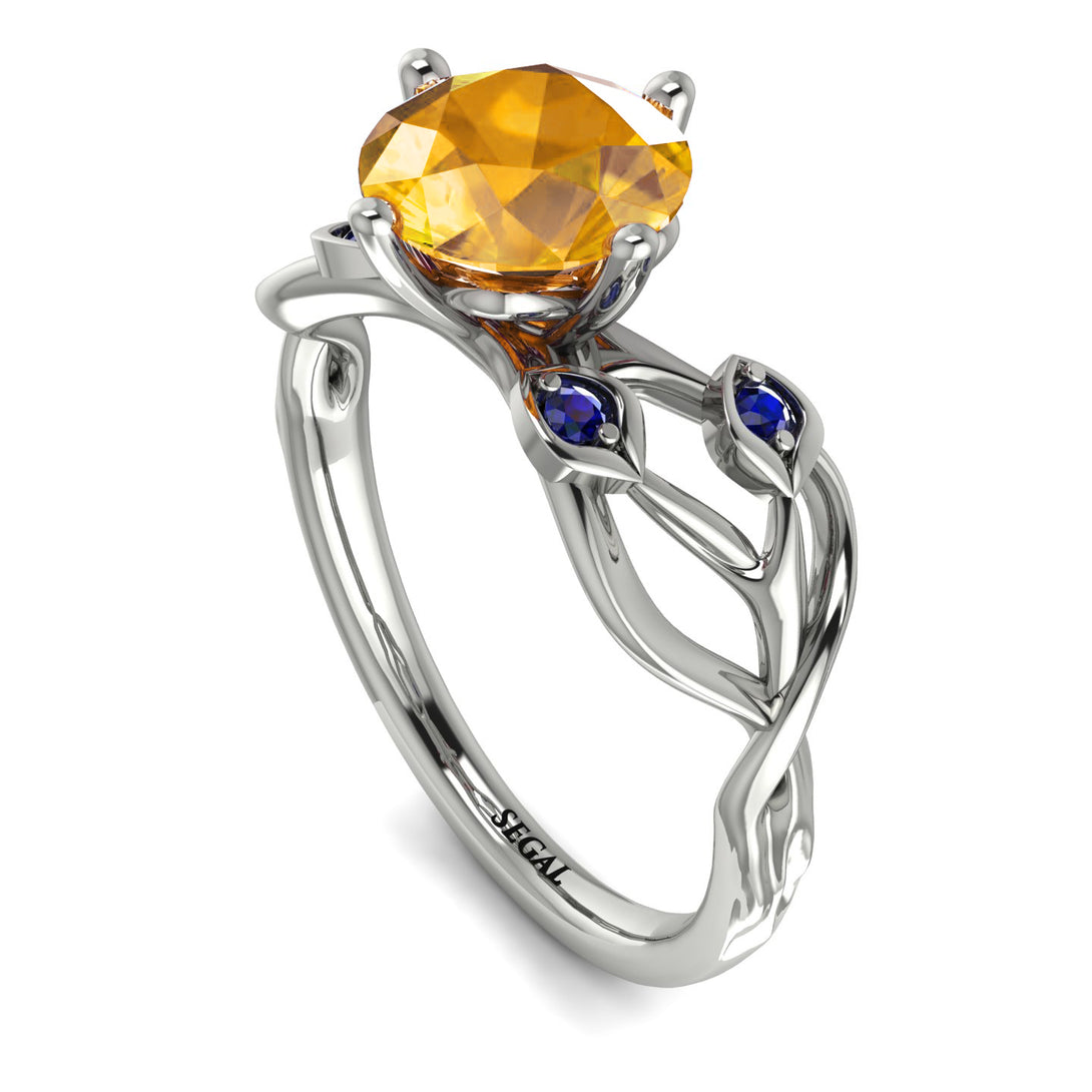 Yellow Diamond Blossom 14K Golden Nature Inspired Engagement Ring - Haley No. 1015