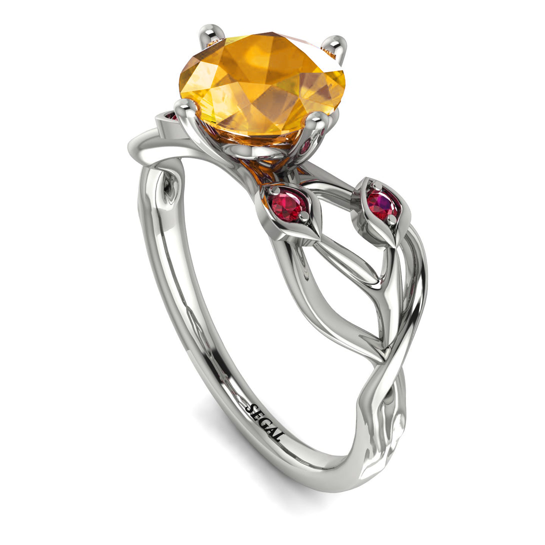 Yellow Diamond Blossom 14K Golden Nature Inspired Engagement Ring - Haley No. 1012