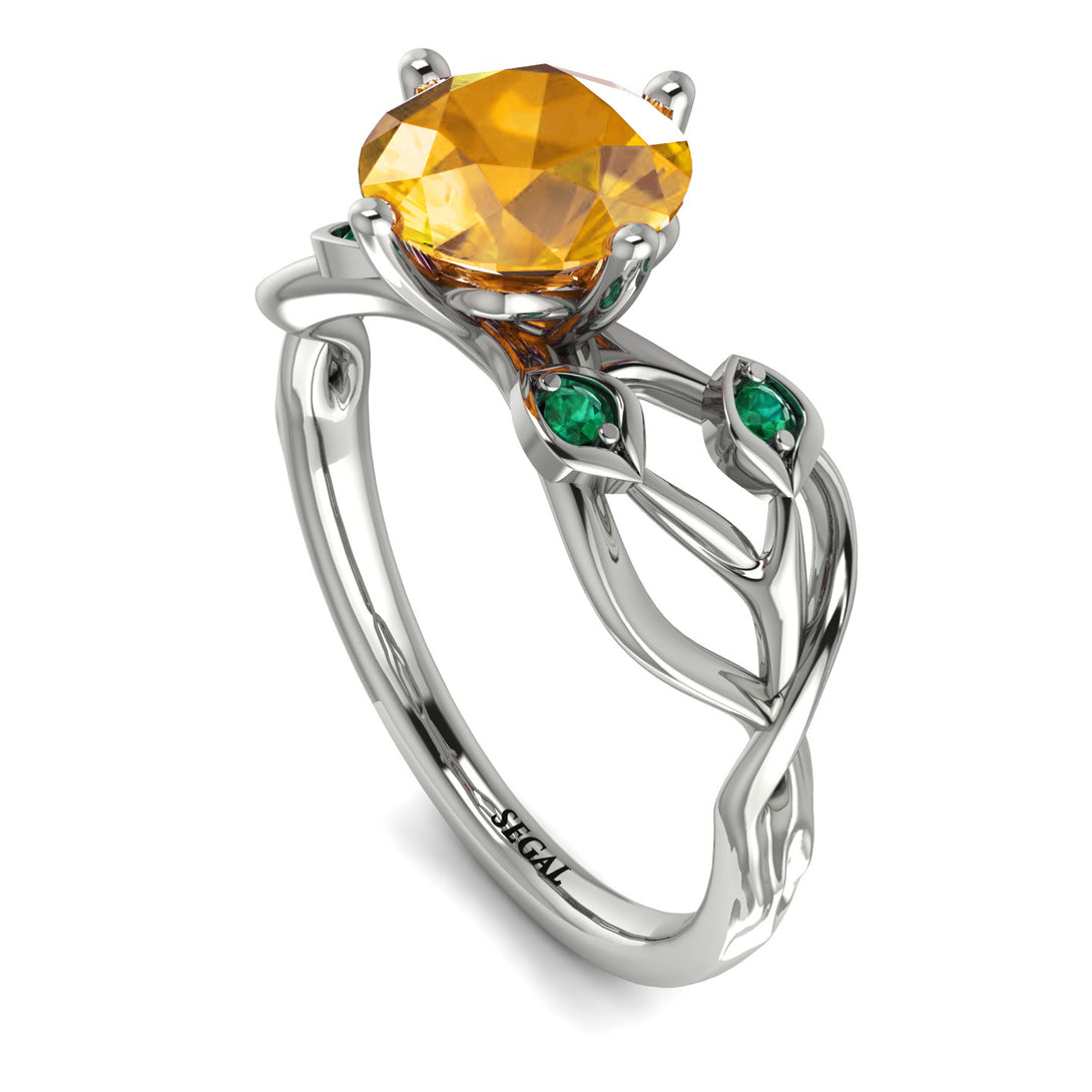 Yellow Diamond Blossom 14K Golden Nature Inspired Engagement Ring - Haley No. 1006