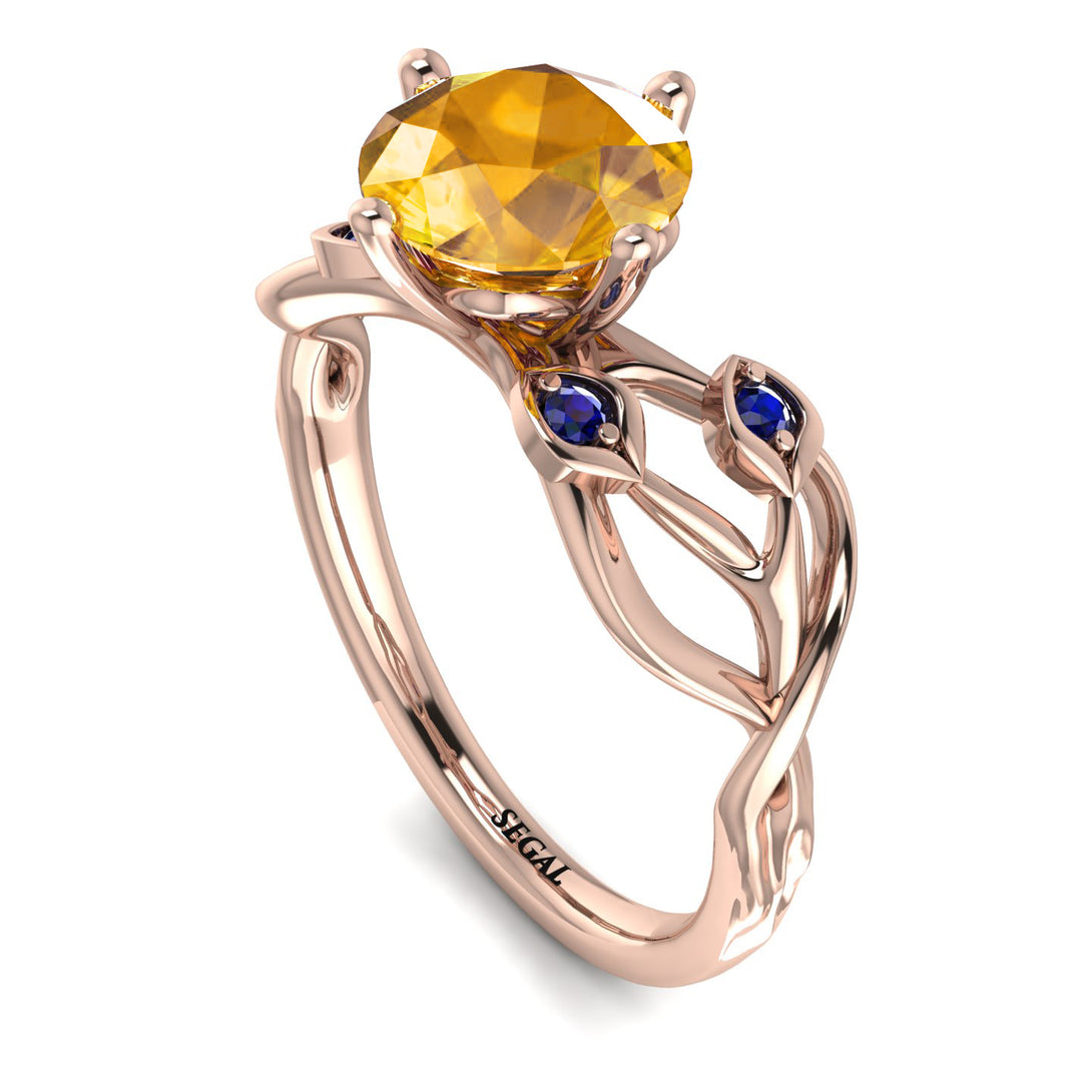 Yellow Diamond Blossom 14K Golden Nature Inspired Engagement Ring - Haley No. 1014