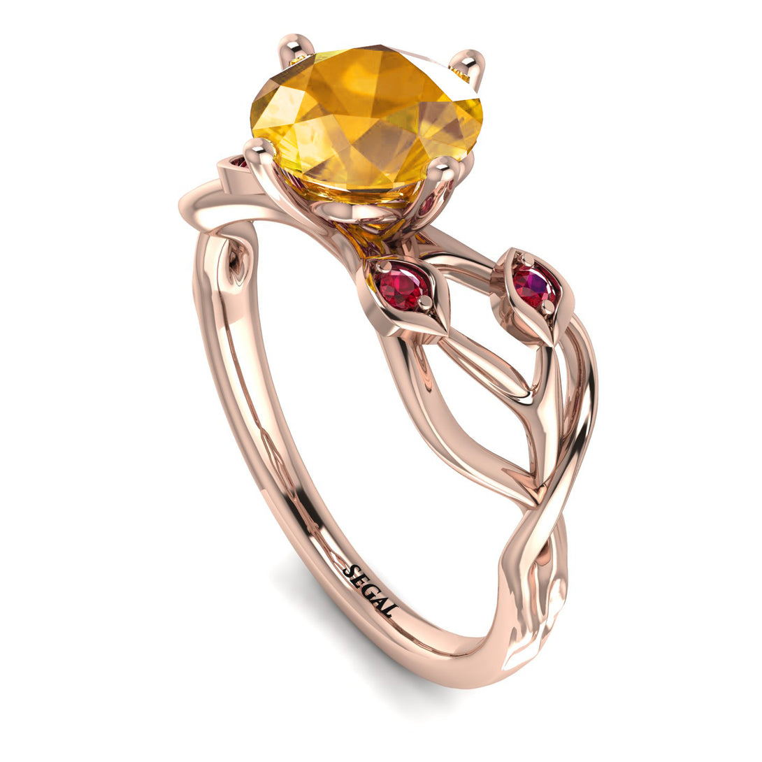 Yellow Diamond Blossom 14K Golden Nature Inspired Engagement Ring - Haley No. 1011