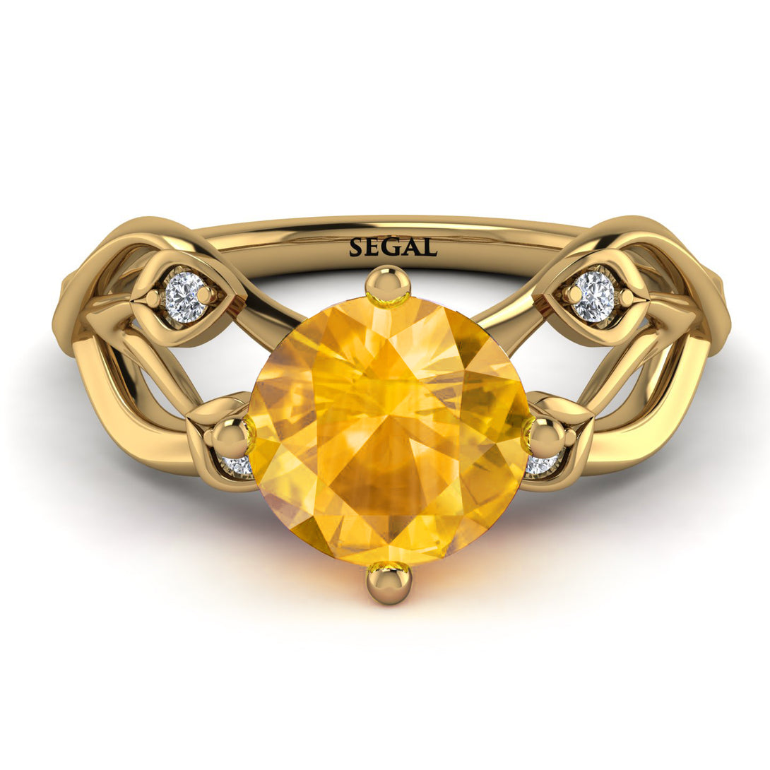Yellow Diamond Blossom 14K Golden Nature Inspired Engagement Ring - Haley No. 1001