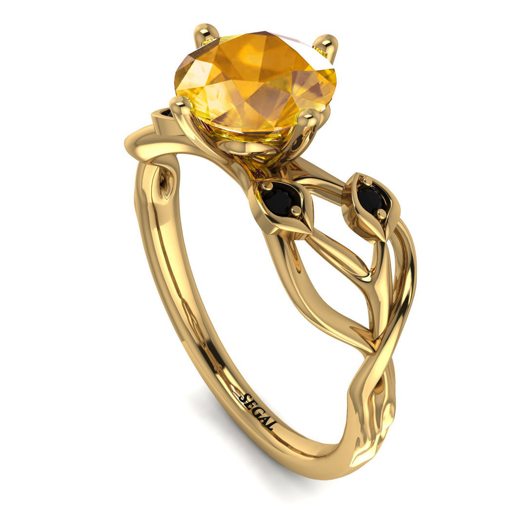 Yellow Diamond Blossom 14K Golden Nature Inspired Engagement Ring - Haley No. 1007