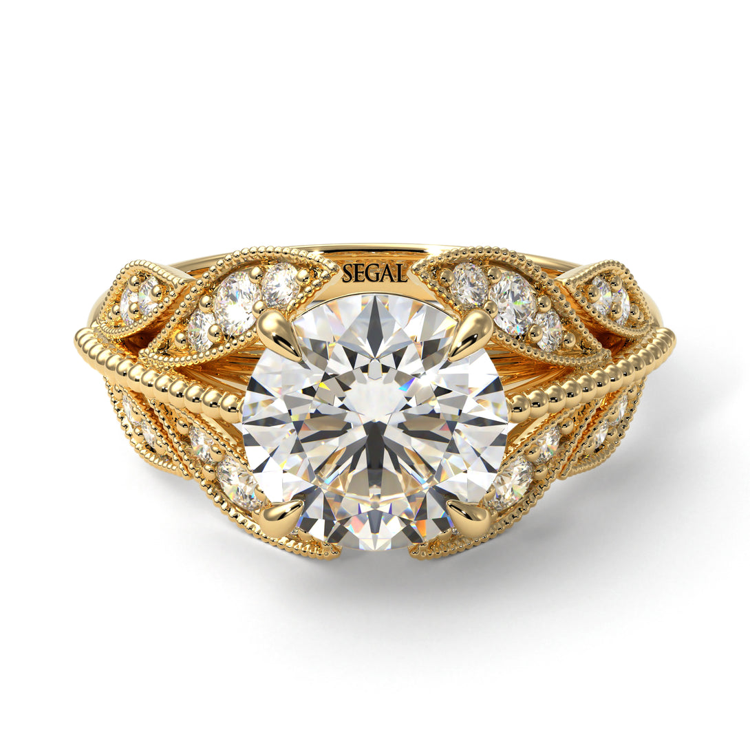 Diamond Majestic Leaf Gold Engagement Ring - Makenna No. 1