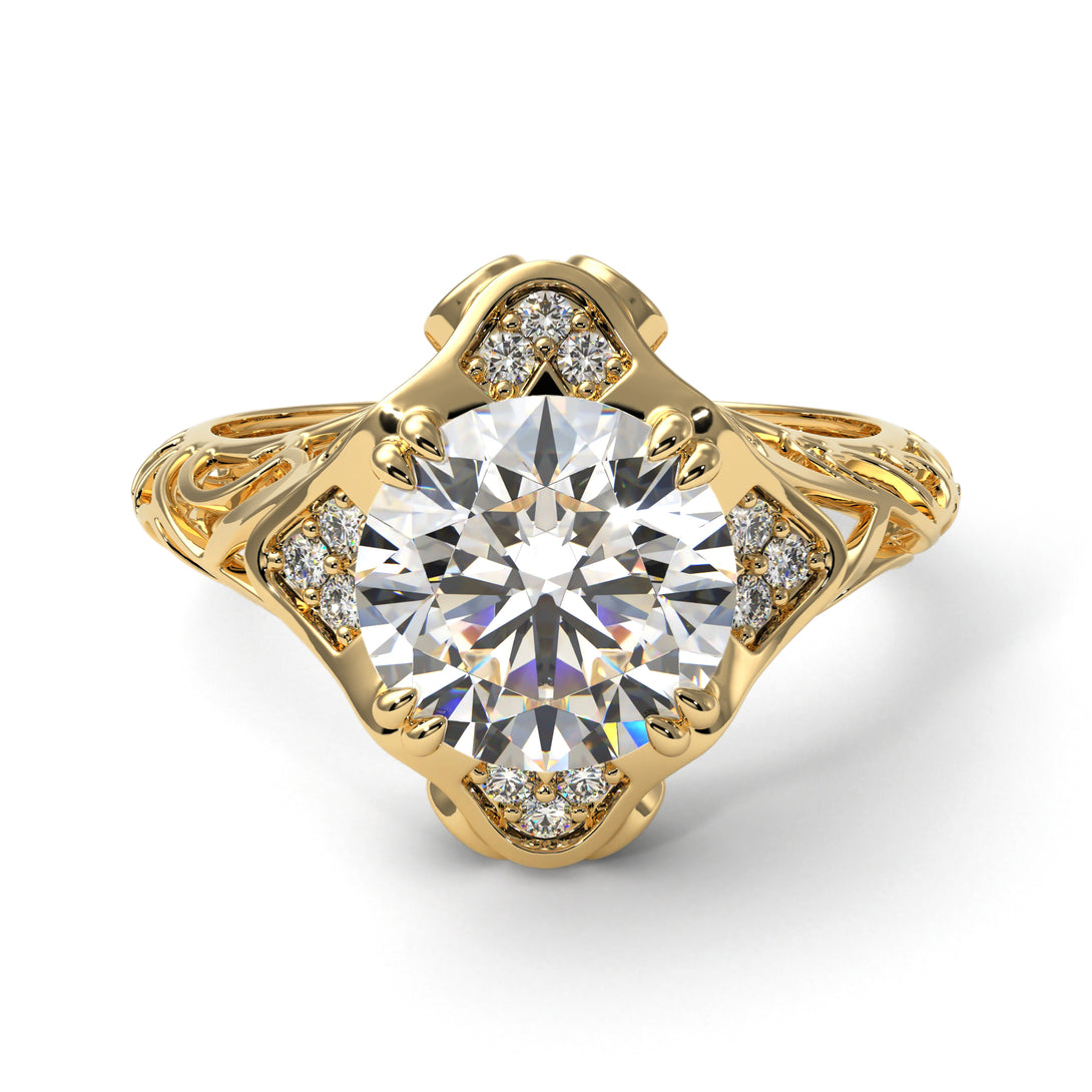 Diamond Ornate Filigree Engagement Ring - Evie No. 1