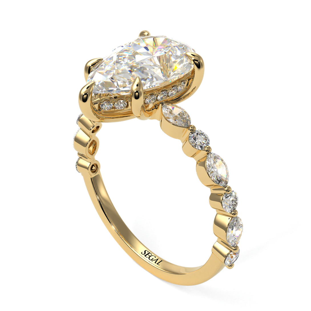 Pear-Cut Diamond Halo Engagement Ring - Nylah No. 1