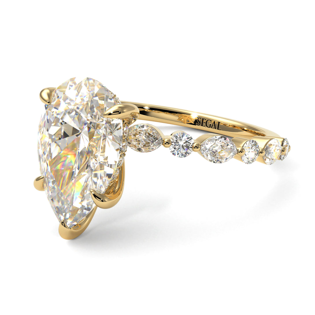 Pear-Cut Diamond Halo Engagement Ring - Nylah No. 1