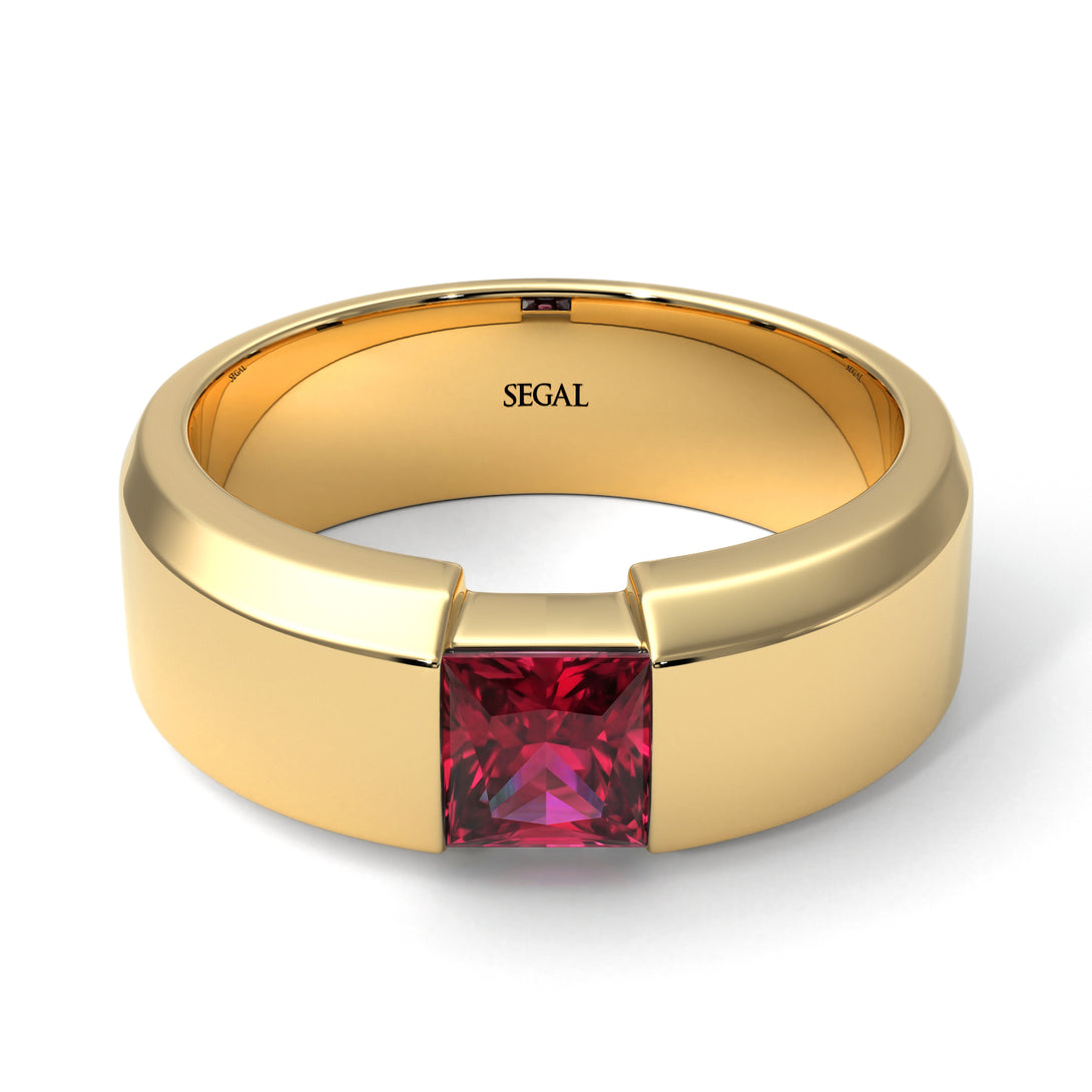 Princess Cut Ruby Solitaire Wedding Band - Lane No. 10