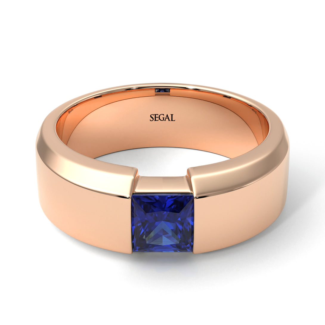 Princess Cut Sapphire Solitaire Wedding Band - Lane No. 14